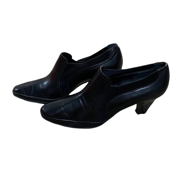 AMALFI | Black Leather Designer European Heel Ankle Boots Business Casual​​ - Picture 1 of 5